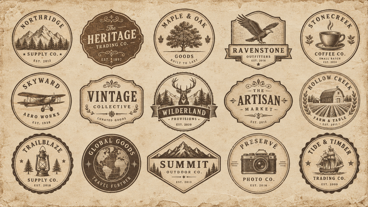 Vintagio vintage retro logo construction kit preview